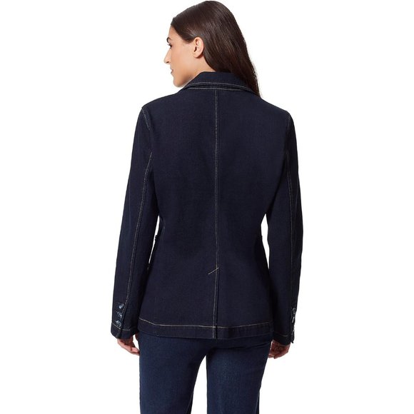 NWT Women Size 14 Gloria Vanderbilt Christian Siriano Patch Pocket Denim Blazer - Picture 3 of 4